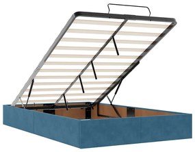 Cama otomana com colchão 120x190 cm veludo azul-escuro