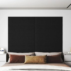 vidaXL Painel de parede 12 pcs 90x30 cm tecido 3,24 m² preto