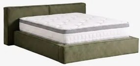 Cama Com Canapé Abatível Estofada Lunari Tecido Verde Exército & 180 X 200 Cm & 180 X 200 Cm - Janice - Sklum