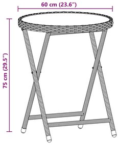 3 pcs conjunto de bistrô com almofadões vime PE/vidro bege