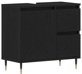 Armário de pia de banheiro vidaXL Preto Carvalho 65x33x60 cm Madeira e