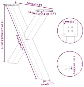 Pés para mesa de jantar em formato de X, 2 peças, branco, 90x (72-73)