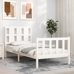 3192222 vidaXL Estrutura de cama com cabeceira 100x200cm madeira maciça branco