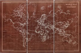 HOMCOM Quadros Decorativos Mapa Múndi Vintage Pintados à Mão 120x60 cm Quadros de Arte de Parede com Moldura de Madeira Castanho | Aosom Portugal