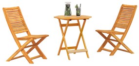 Conjunto de Bistro Dobrável VidaXL de 3 Peças em Madeira Sólida de Acá