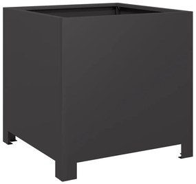 Vaso/floreira de jardim 2 pcs 40x40x40 cm aço preto