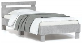 vidaXL Estrutura de cama c/ cabeceira/luzes LED 90x200cm cinza cimento