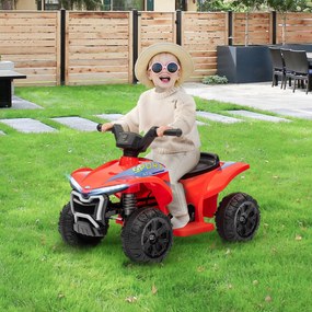 Moto 4 elétrica infantil de 6 V, carro elétrico para crianças com velocidade de 2,5 km/h, para crianças dos 18 aos 36 meses, 71 x 40,5 x 45 cm, vermel