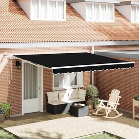 vidaXL Toldo Retrátil Preto 400 × 300 cm Poliéster e Metal