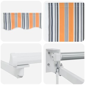 Toldo Retrátil Manual Listrado Multicolorido 300x250 cm