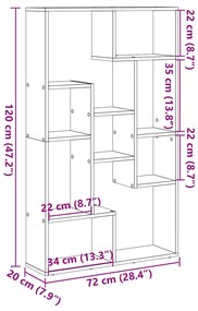Estante 72x20x120 cm derivados de madeira cinzento cimento