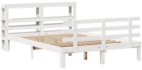 Estrutura de cama c/ cabeceira 150x200 cm pinho maciço branco