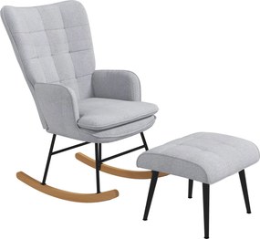 HOMCOM Poltrona Baloiço com Apoio para os Pés Poltrona Relax com Almofada Acolchoada e Anti-Tombo 64x89x90 cm Cinzento | Aosom Portugal