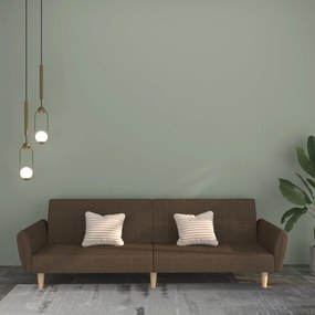 337527 vidaXL Sofá-cama de 2 lugares tecido castanho