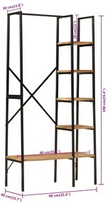 Roupeiro com prateleiras 90x40x190 cm mangueira maciça/ferro