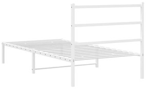 Estrutura de cama com cabeceira 100x190 cm metal branco