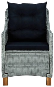 9 pcs conj. jantar exterior + almofadões vime PE cinzento-claro