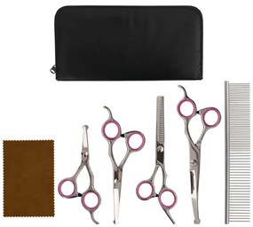 5 pcs conjunto de tesouras de tosquia para cães aço inoxidável