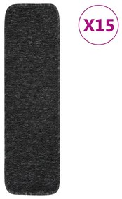 vidaXL Tapetes antiderrapantes retang. escadas 15pcs 75x20cm antracite