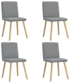Cadeiras de jantar 4 pcs tecido cinzento-claro