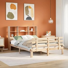 vidaXL Cama com estante sem colchão 120x200 cm pinho maciço