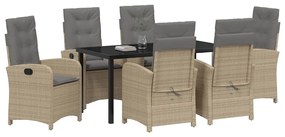Conjunto de Jantar de Jardim com Almofadas Bege Rattan PE