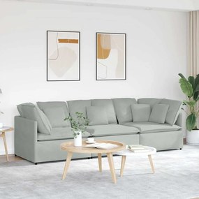 vidaXL Sofá modular com almofadas veludo cinzento-claro