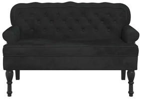 Banco com encosto 119,5x64,5x75 cm veludo preto