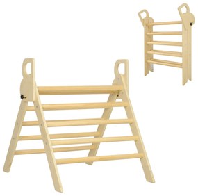 AIYAPLAY Triângulo Escalar Madeira Dobrável Aprendizagem Equilíbrio Coordenação 82x66x71 cm Design Seguro e Estável Madeira | Aosom Portugal