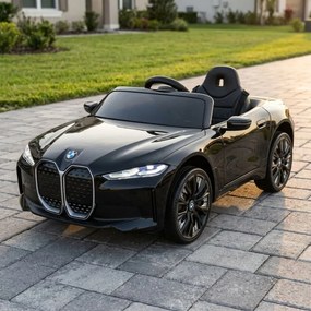 Carro elétrico para crianças BMW I4 12V 2.4G, Rodas borracha Preto