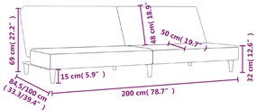 Sofá-cama de 2 lugares tecido cor creme