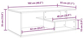 Mesa de centro 102x55x35 cm derivados madeira carvalho fumado