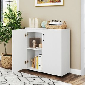 Armário de arrumação moderno de 2 portas com estante ajustável de 5 posições 80 x 31,5 x 82 cm Branco