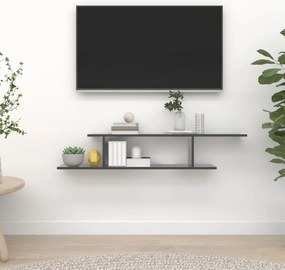 vidaXL Prateleira TV parede derivado de madeira cinza brilhante