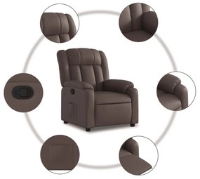 Poltrona reclinável couro artificial castanho
