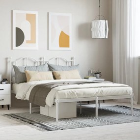 vidaXL Estrutura de cama com cabeceira 140x200 cm metal branco