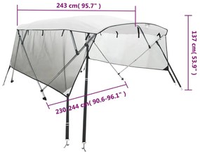 Toldo 4 arcos Bimini paredes malha laterais 243x(230-244)x137cm