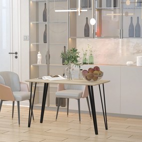 Mesa de jantar de design industrial com tampo grande (CADEIRAS NÃO INCLUÍDAS), 120 x 60 x 75 cm, pés de metal preto em forma de agulha, MDF com acabam
