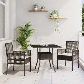 vidaXL Conjunto de Jantar de 3 Peças Castanho Rattan Poliéster