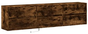 Móvel de parede p/ TV c/ luzes LED 180x31x45 cm carvalho fumado