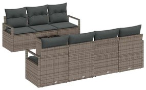 Conjunto de Sofás de Jardim com 8 Peças e Almofadas Cinza em Rattan Po