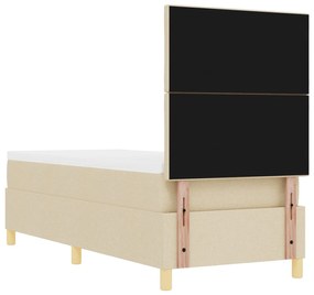 Cama Box Spring com Colchão &amp; LED Creme 80x200 cm Tecido