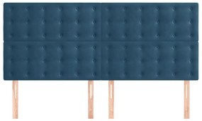 Cabeceira de cama 4 pcs veludo 100x5x78/88 cm azul-escuro