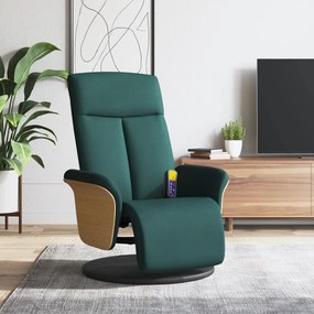 vidaXL Cadeira massagens reclinável c/ apoio pés tecido verde-escuro