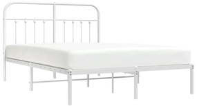 Estrutura de cama com cabeceira 150x200 cm metal branco