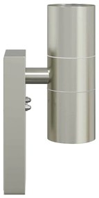 Luzes de Parede Externas 2 pcs Prateado Aço Inoxidável IP44