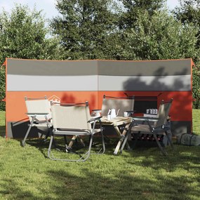 Corta-vento de campismo 340x130 cm impermeável cinza/laranja