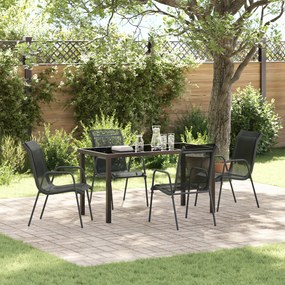 Conjunto de Jantar de Jardim 5 Peças Preto Textilene e Aço