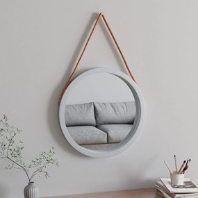 351542 vidaXL Espelho de parede com alça Ø 55 cm prateado