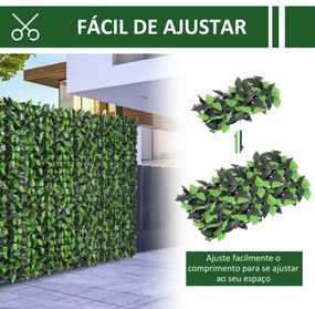 Vedação Artificial em Rolo 3x1m Vedação de Privacidade para Balcão Jardim Exterior Planta Decorativa de Parede PE Verde